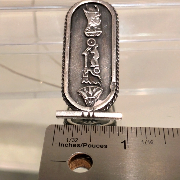 Oxidized Silver - Vintage Egyptian Hieroglyphics Pendant - Picture 4 of 5